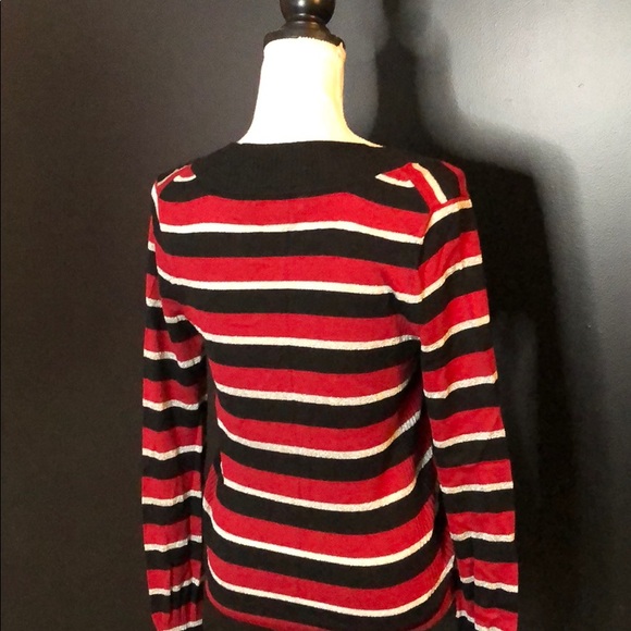 Express red black silver metallic stripe sweater - Picture 4 of 4